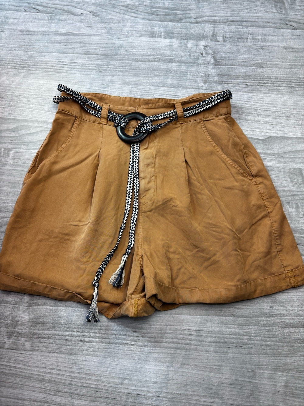 Topshop Rust Brown High-Waist Tie-Belt Shorts Size 8 New with tags